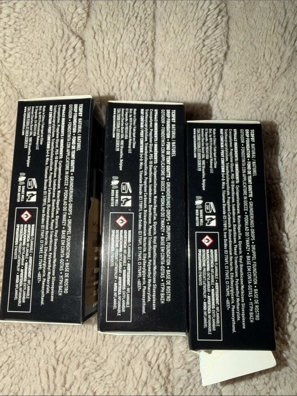 Lot of 3 NYX Total Control Drop Foundation 07 Natural Discontinued